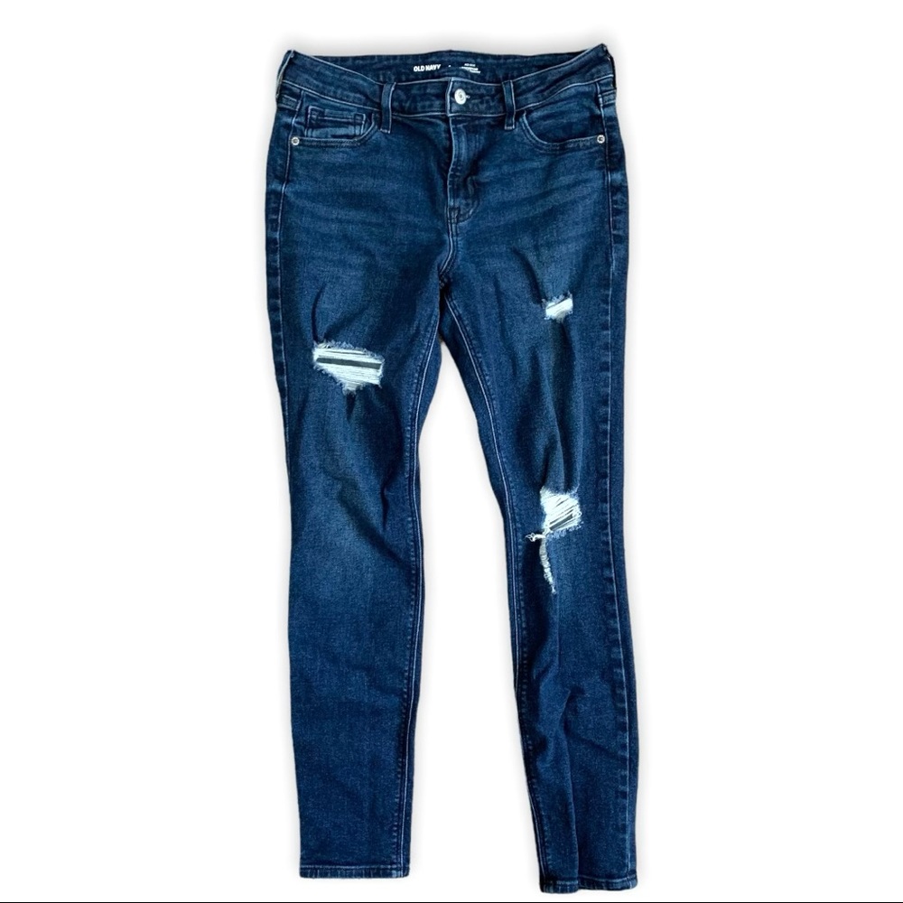 Old Navy Dark Blue Distressed Skinny Jeans
